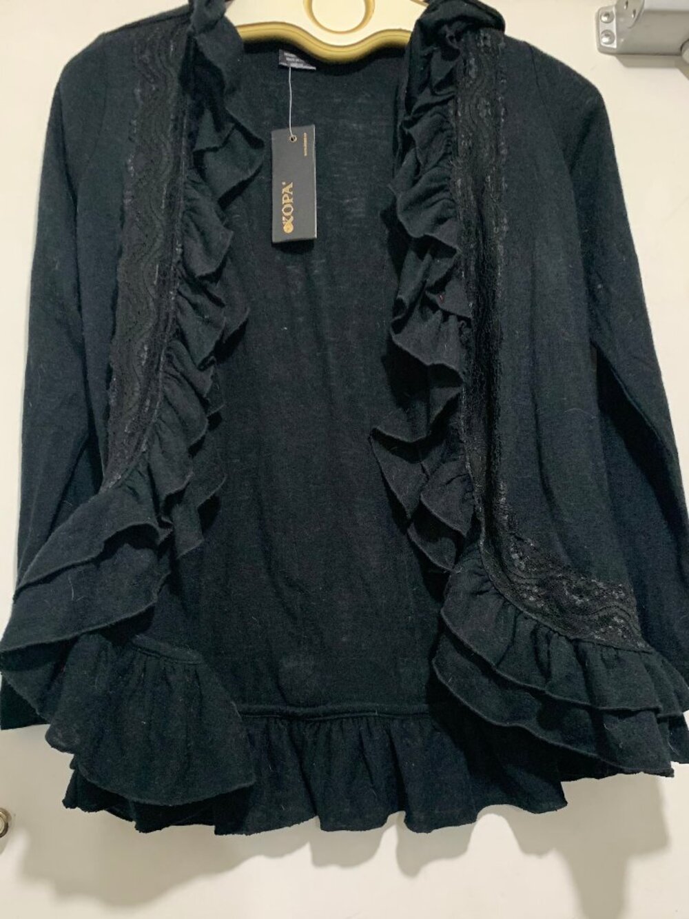NEW KOPA OPEN FRONT RUFFLE CARDIGANS SIZE S